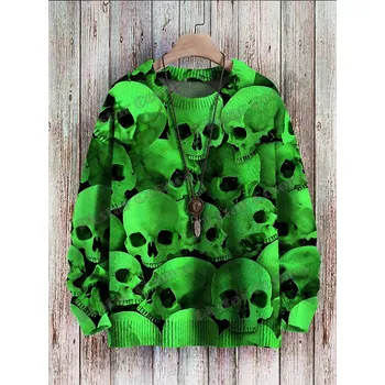 Dámský svetr Unisex svetr s potiskem CS1127 lebky skulls Velikost: 5XL, Barva (Varianta): Svetr 13