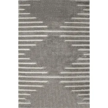 Koberec KOBEREC SHAGGY ŠEDÝ KRÉMOVÝ ROMBY LINIE PRUHY DO OBÝVÁKU BOHO LULA 140x190 cm