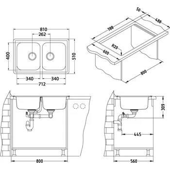 Nerezový dřez ALVEUS CZ ELEGANT 40, 810x510 F