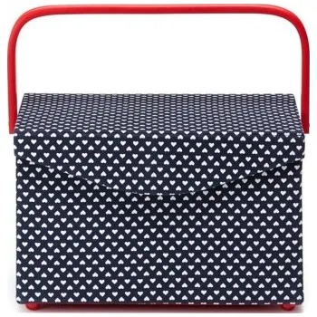 Organizér galanterie košík na šití MODRÉ SRDÍČKO VELKÉ 612645 -