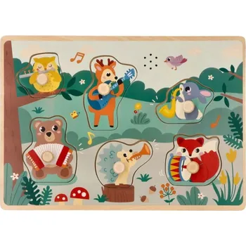 Puzzle Hračky pro děti 1+ PUZZLE ZVUKOVÉ DŘEVĚNÉ NÁSTROJE S ÚCHYTY