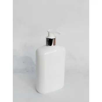 Dávkovač mýdla oválný LIMA 400 ml bílý s bílo-stříbrným dávkovačem