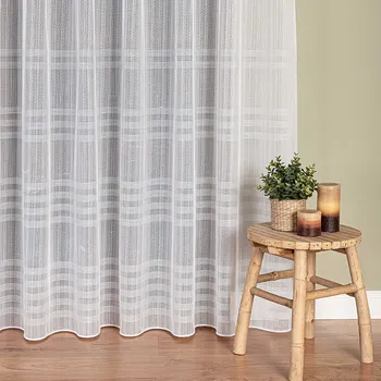 Organzová záclona hrubě tkaná 2134, vodorovné proužky, s olůvkem, bílá výška 320cm ( v metráži)