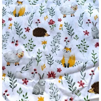 Oasa Bavlněná látka, panel 50x80 cm, kralik, ovečka., liška, ježek