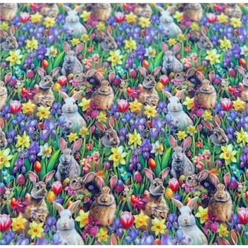 Oasa Bavlněná látka, panel 50x75 cm, králík v kytičkách