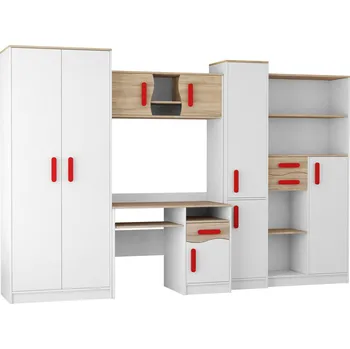 Dětský pokoj Nábytek PEGAS s.r.o. Dětský pokoj MACIUS, Bílá Mat/Dub Sonoma/Červená