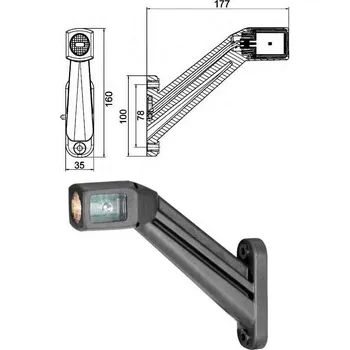 Svítilna poziční - tykadlo l 24v led č/b/o, kabel 0,5m se zástrčkou easyconn 90° 0176379_A, , ,