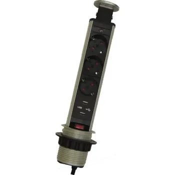 Elektrická zásuvka MOVETO výsuvná zásuvková lišta 541052 3xzásuvka 2xUSB