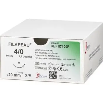 Náplast FILAPEAU, 2/0 USP, 3/8 zakřivení, hrot: cutting, jehla: 25, vlákno: 90 (36ks/bal)