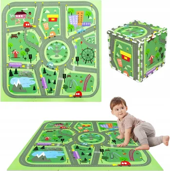 PĚNOVÉ PUZZLE PĚNOVÁ PODLOŽKA MĚSTO ULICE CESTY 9 DÍLŮ VZDĚLÁVACÍ VELKÁ 90X90