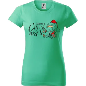 Dámské tričko Dámské tričko s potiskem Merry Christmas Barva trička: Mátová - 95, Velikost: XL