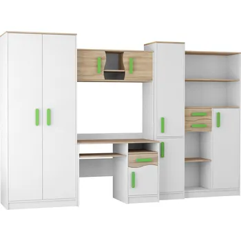 Dětský pokoj Nábytek PEGAS s.r.o. Dětský pokoj MACIUS, Bílá Mat/Dub Sonoma/Zelená