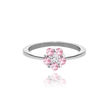 Prsten 2368 MINET Stříbrný prsten KYTIČKA s růžovými zirkony Velikost: 48, Váha: 1,15