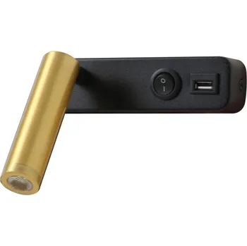 Nástěnné svítidlo IMMAX GOAL designové nástěnné LED svítidlo, vypínač, USB, 3W, černo-zlaté