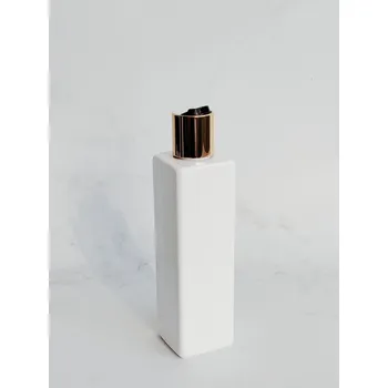 Dávkovač mýdla hranatý LUNA 250 ml bílý s černo-zlatým DISC TOP