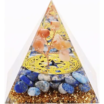 Drahý kámen Magieprirody.cz Orgonit pyramida 5x5 cm Lapis Lazuli kameny + Karneol stromeček #OR104