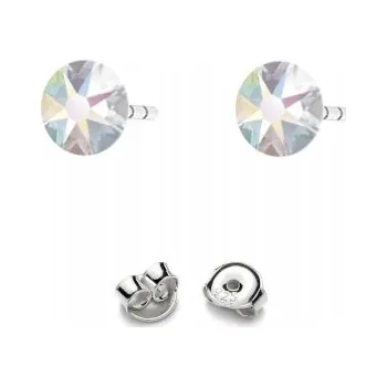 Náušnice Stříbrné Náušnice 925 s krystaly Swarovski Rose 4,5mm Crystal AB