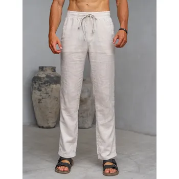 Pánské kalhoty TallGuys Pánské prodloužené lněné kalhoty | Natural Velikost: XL, Délka kalhot: EXTRA LONG