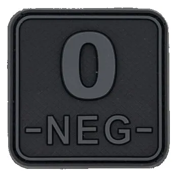 Nášivka JACKETS TO GO Nášivka krevní skupina 0- NEG plast velcro ČERNÁ