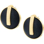 Trussardi Jedinečné pozlacené náušnice s černou kůží T-Round TJAYF01 + 2 měsíce na vrácení zboží