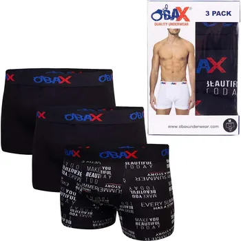 Boxerky OBAX PÁNSKÉ BOXERKY PRÁDLO 3P, ČERNÉ Velikost: L