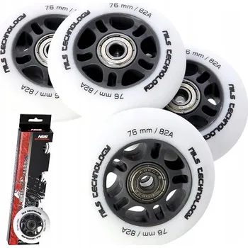 Kolečkové brusle Sada 4x Kolečka 76 MM + Ložiska ABEC-9 Pro Kolečkové Brusle Kaučukové NILS