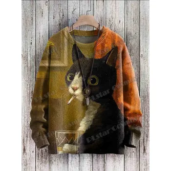 Dámský svetr Unisex svetr s potiskem CS1132 cats kočky Velikost: XL, Barva (Varianta): Svetr 5