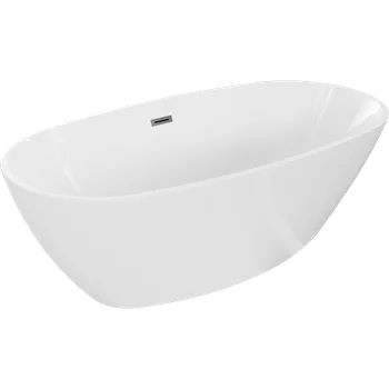 Vana Mexen Eris volně stojící vana 155 x 80 cm, bílá, přepad gun metal - 53441558000-95 Volně stojící vany