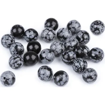 Korálek Obsidián vločkový, minerální korálky Ø8 mm Varianta: obsidián vločkový, Balení: 48 ks