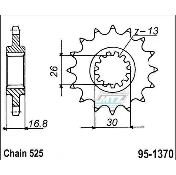 Řetězová sada pro motocykl Kolečko řetězové (pastorek) 1370-16zubů ESJOT 50-29017-16 - Honda CRF1000+CRF1100 Africa Twin + XL1000V Varadero + CBR900RR+CBR1000RR Fireblade + CB600F Hornet+CBF600+CBR600F+CBR600R+CBR600RR + CB650F HONDA XL 1000 V Varadero 1999-2013
