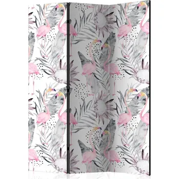 Paraván 3dílná Paraván - Plameňáci a větvičky