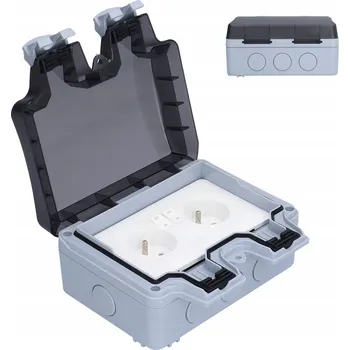 Elektrická zásuvka DVOJITÁ ZAHRADNÍ ZÁSUVKA VENKOVNÍ VODOTĚSNÁ ZÁSUVKA S VYPÍNAČEM