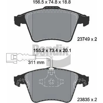 Brzdová destička Sada brzdových destiček, kotoučová brzda BENDIX Braking BPD2032