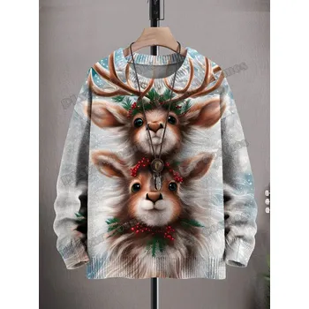 Dámský svetr Unisex svetr s potiskem CS1125 christmas soby Velikost: S, Barva (Varianta): Svetr 2