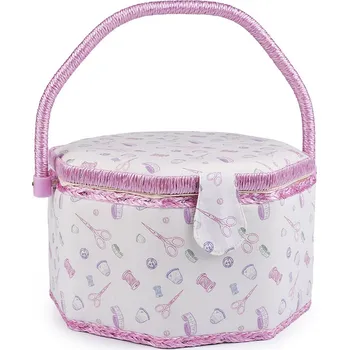 Organizér galanterie Kazeta / košík na šití čalouněný Varianta: krémová nejsvět., Balení: 1 ks