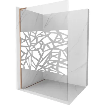 Mexen Kioto L sprchová stěna Walk-in 90 x 200 cm, bílý vzor, kartáčovaný měď - 800-090-103-65-85 Sprchové stěny