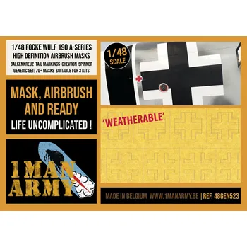 Plastikový model 1ManArmy 1/48 Focke Wulf 190 A-Series Balkkr. Chevr. Tail Markings Gen. Set