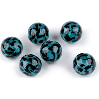 Korálek Plastové korálky leopardí vzor Ø16 mm, barva 2 modrá