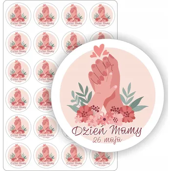 samolepka SAMOLEPKY arch nálepek sada etiket ke Dni matek 26. KVĚTNA dárek čokoláda 5 cm