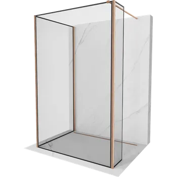 Mexen Kioto sprchová stěna Walk-in 100 x 70 x 40 cm, černý rám, kartáčovaná měď - 800-100-070-221-65-70-040 Sprchové stěny