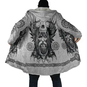 Pánská mikina Dlouhá zimní mikina s potiskem CS2224 Fenrir Wolf Tattoo Velikost: M, Barva (Varianta): Hooded cloak 2