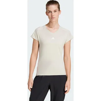 ADIDAS Tričko AEROREADY Train Essentials Minimal Branding V-Neck 2XS BÉŽOVÁ|BÍLÁ