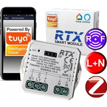 IP kamera RTX Reléový modul do krabice, 1 kanál, ZigBee TUYA LN