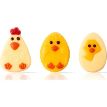 Jedlá dekorace na dort Pastry, s.r.o. PASTRY ČOKOLÁDOVÉ DEKORACE - SLEPIČKA A KUŘE 16ks