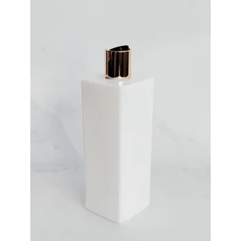 Dávkovač mýdla hranatý LUNA 500 ml bílý s černo-zlatým DISC TOP