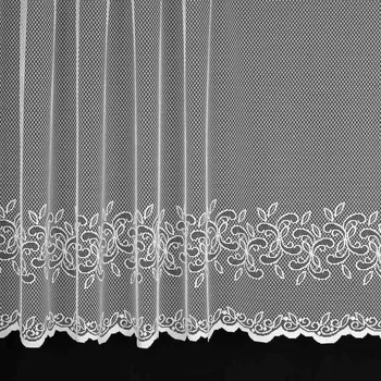 Záclona Žakárová záclona 4208, ornamenty, s bordurou, bílá, výška 120cm (v metráži)