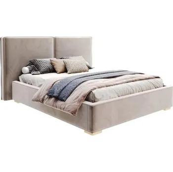 Postel Čalouněná postel DOVER 140x200 cm Béžová Paris s úložným prostorem kovový rošt