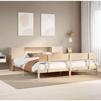 Postel vidaXL Postel s knihovnou bez matrace 180x200 cm masivní borovice [3321781] Barva: Přírodní