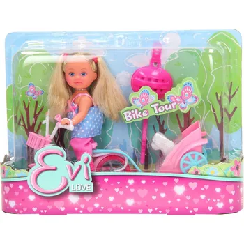 Panenka PANENKA Evi Hrací PANENKA na kole s přívěsem s pejskem SET