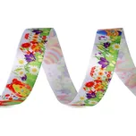 Stuha Velikonoce šíře 20 a 25 mm kuře, vejce, louka, zajíc Varianta: 4 (25 mm) multikolor, Balení: 22.5 m